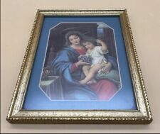 VTG Fabric Print Madonna Of The Grapes with Baby Jesus-Pierre Mignard-Gilt Frame picture