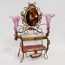 Antique 19thc napoleon III Jewelry vanity glass box mirror Murano rare picture