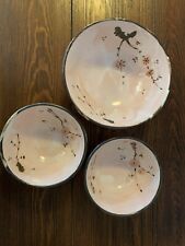 Kafuh Sousaku Japanese Set Of 3 Bowls Pink Cherry Blossom Design picture