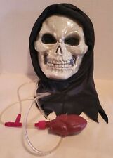 Skull Mask Bloody With Heart Shaped Blood Pump Black Hood Halloween Mask picture