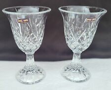 2  Vintage Crystal Cristal DePlomb 24 % Lead Wine Glasses Goblets  12 oz   HEAVY picture