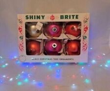 Shiny Brite Vintage Christmas Ornaments Set of 6 Holiday Glass Tree Decorations  picture