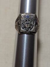 ORIGINAL WW2 US ARMY OFFICERS STERLING SILVER RING SZ 6 1/2 w/ OFFICERS EAGLE picture