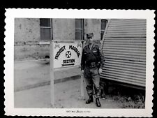 Vintage black and white photo of military American soldier  Dated October 1953 picture
