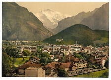 Interlaken with Jungfrau Bernese Oberland Switzerland c1900 OLD PHOTO picture