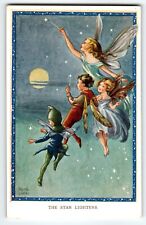 Fairies Postcard Sprites Star Lighters Moon Fantasy Rene Cloke Valentine & Sons picture