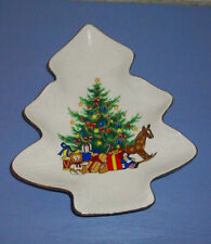 Papel Christmas Morning Tree-Shaped Porcelain Candy Dish Japan Vintage picture