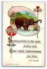 1913  Elephant Theo Roosevelt Embossed Germany Lu Verne Iowa IA Antique Postcard picture