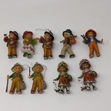 Vintage Bradford Novelty Christmas Ornament - 1980s Boy Girl Country, Lot of 9 picture