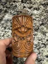 RARE Vintage COCOJOE'S Hawaii Tiki Naauao God of Wisdom Carved Hapa-Wood Lighter picture