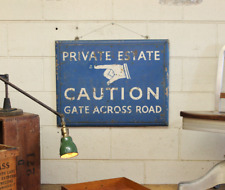Vtg Industrial 26x20 Private Estate Caution Pointing Finger Sign Original Wood picture