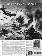 1944 WW2 U S Skip-Bombing in Northern France Vinco vintage art print ad L27 picture