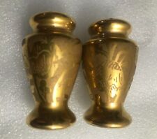Vintage Stouffer China Miniature Gold Encrusted Salt & Pepper Shakers 2