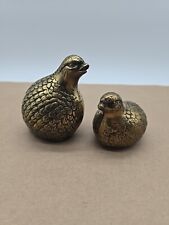 Vintage Solid Brass Quail Pheasant Birds Set of 2 Paperweights picture