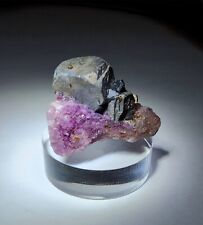***GREAT-Sparkling Galena crystal on Fluorescent Fluorite, Elmwood Mine*** picture