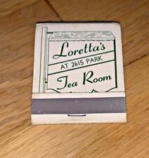 Vintage LORETTA'S TEA ROOM Unused Matchbook 2615 Park MINNEAPOLIS picture