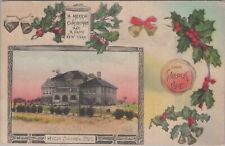 High School Building Turlock California Merry Christmas c1910s Postcard picture