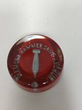 Vtg Retro MCM Glass Paperweight Hammer Drive Anchor Clear Red Gray Advertise picture