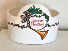 Vintage Napco Christmas Planter Season's Greetings French Horn picture