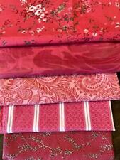 LOT 5 cotton FABRICS that coordinate for QUILT deep rose in diff patterns 5+ yd picture
