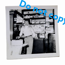 Vintage 1950s ROCKABILLY Teen at Store Photo Display Pens Valentines Snapshot picture