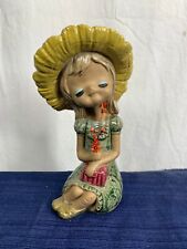 Vintage SETO CRAFT Ceramic Girl Holding Flowers Figurine Made in Japan picture