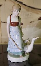 Metzler & Ortloff Figurine Woman W/ Two Geese RARE Germany Porcelain #1737 PM&M picture