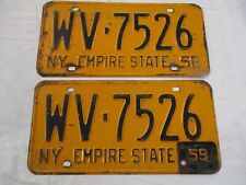 1958 1959 NY EMPIRE STATE LICENSE PLATES picture