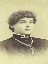 Antique 1890s Victorian CDV Cabinet Card Mourning Dress Photo B&W Woman Portrait picture