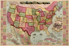 1872 American Union Railroad Historic Old Train Map - 24x36 picture