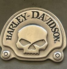 HARLEY Vintage Willie G Skull CHROME MEDALLION BADGE Sissy Bar Medallion picture