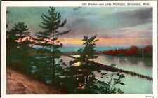Postcard Old Harbor And Lake Michigan Saugatuck MI picture