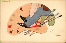 PC ARTIST SIGNED, LE, A L'ATELIER, L'AMOUR, Vintage Postcard (b51759) picture
