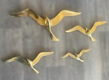 Set of 4 Brass Seagulls Nautical Wall Hanging Mid Century Modern MCM Vintage picture