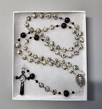Large One Of A Kind Hand Crafted Rosary Made With Dalmatian Jasper And Onyx picture