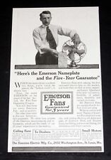 1916 OLD MAGAZINE PRINT AD, EMERSON OSCILLLATING FANS, WITH A 5 YEAR GUARANTEE picture