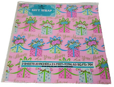 Vintage HY-SIL Gift Wrapping Paper NEW 2 Sheets Pink 