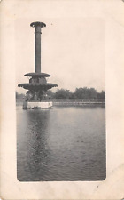 RPPC Springfield Illinois Reservoir Park Garden Artificial Fountain AZO Postcard picture
