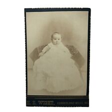 Antique Cabinet Card Baby Infant Girl Child Dress Cumberland Mills Maine ME picture
