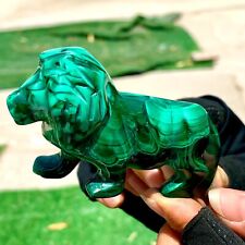 168G Natural glossy Malachite Crystal  Handcarved lion mineral sample picture