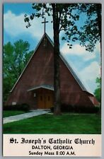 Dalton GA St. Joseph's Catholic Church c1958 Chrome Postcard US Hwy 41 picture