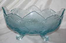 Starlight Ice Blue Jeannette Lombardi Footed Glass Fruit Bowl * Jaded Edges picture