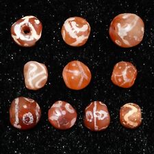 10 Genuine Ancient Pyu Culture Round Etched Carnelian Bead in Good Condition picture