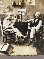 Men Talking About The Mining Mine Labor Strike Antique Stereoview SV Photo picture