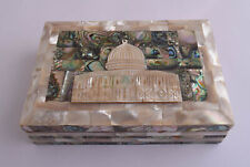 Vintage Islamic Quran Koran Box-Dome of the Rock- Mother of Pearl-Carved-Inlays picture
