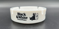 Vintage BLACK & WHITE Scotch Whisky Black Round Ceramic Ashtray Dogs Cigarettes picture