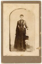 CIRCA 1890'S Named CABINET CARD Woman Wearing Black Victorian Dress In Studio picture