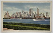 Vintage 1933 Lower Manhattan From Governors Island Postcard New York City picture
