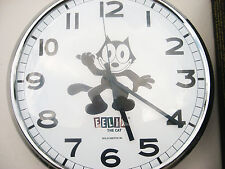 FELIX THE CAT Clock Large 300mm Retro Stainless Steel & Curved Glass -NEW picture