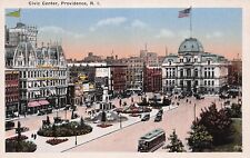 Civic Center Providence RI Rhode Island Downtown Trolley 1920s Vtg Postcard D62 picture
